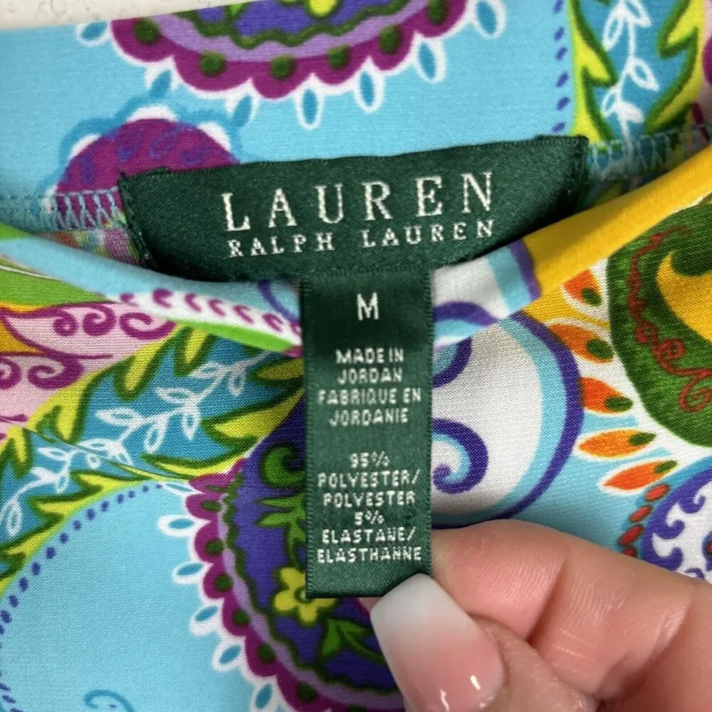 Ralph Lauren Paisley Womens Skirt Sz Medium Boho Colorful‎ Eclectic Artsy Easter